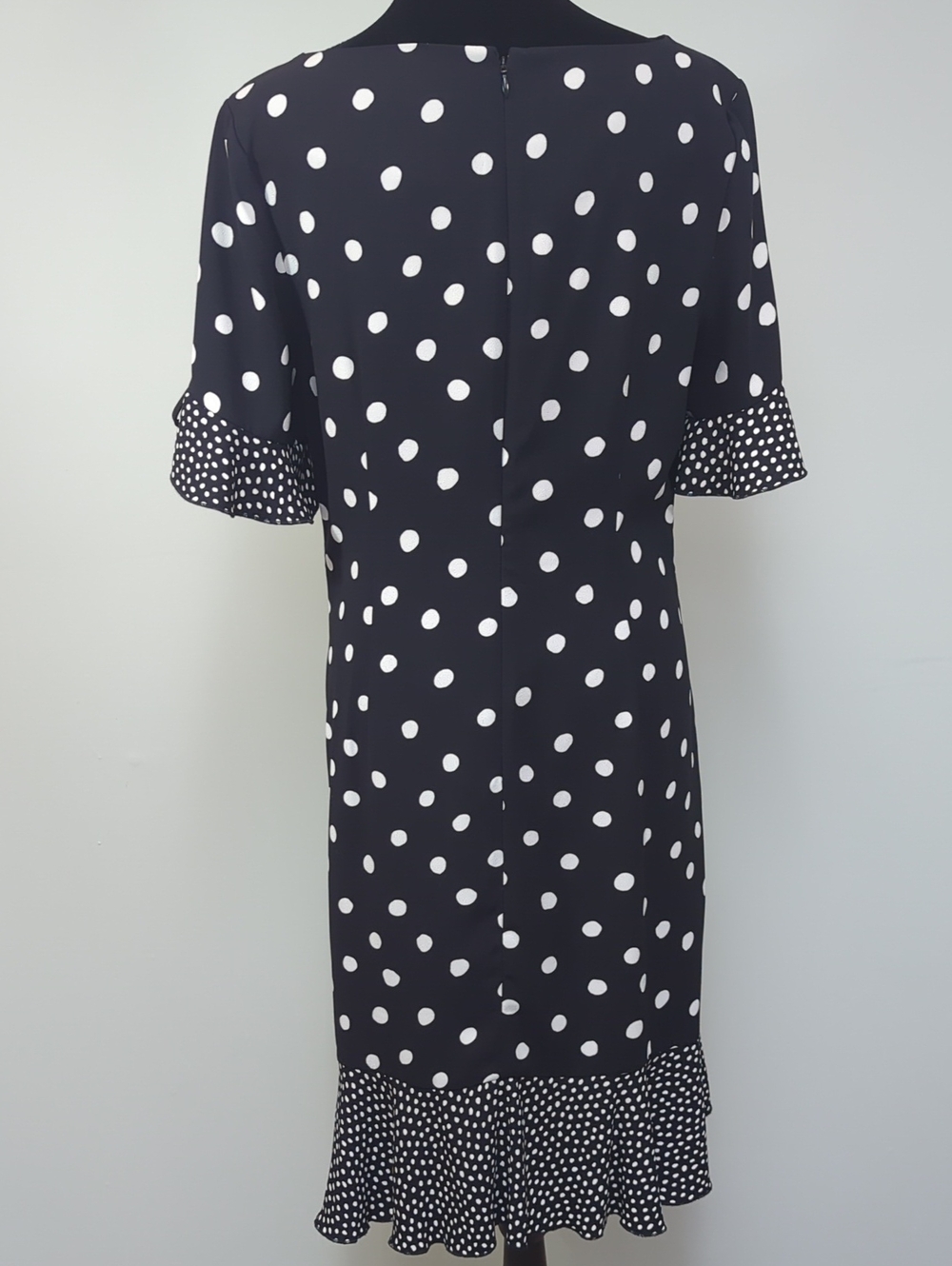 Talbots Polka Dot Ruffle Hem Midi Dress Black White Size 10 - Picture 5 of 8
